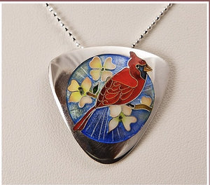 Cardinal Cloisonne Pendant