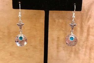 Stunning sterling silver earrings with Aquamarine Swarovski crystal.