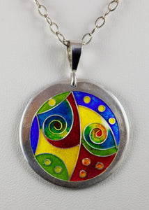 Bold and Colorful Abstract Cloisonné Pendant