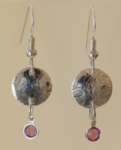 Sterling Silver with Pink Crystal Drops
